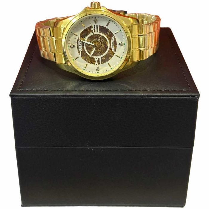 Луксозен и елегантен мъжки златист часовник LEIYI