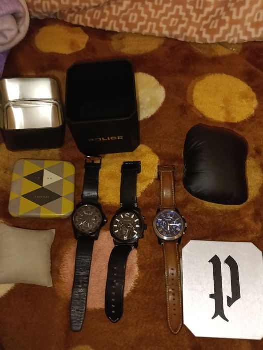 Set 3 ceasuri impecabile police și fossil