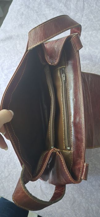 Geanta de piele dama  ,culoarea coniac