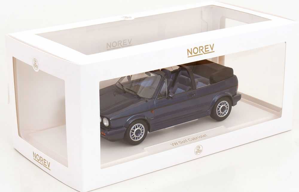 Machete auto Golf Cabriolet 1:18 Norev albastru metalizat