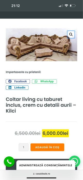 Coltar living . Maro cu taburet