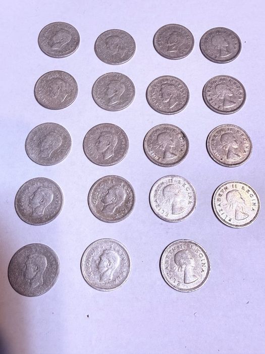 Colectie ,lot monezi argint 3 pence Africa de Sus 1940-1959