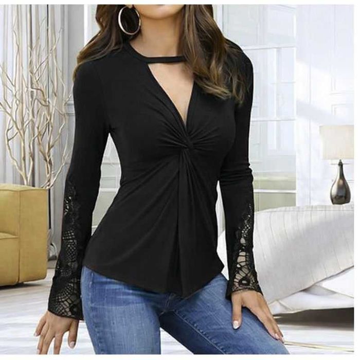 Елегантна блуза с дълъг ръкав