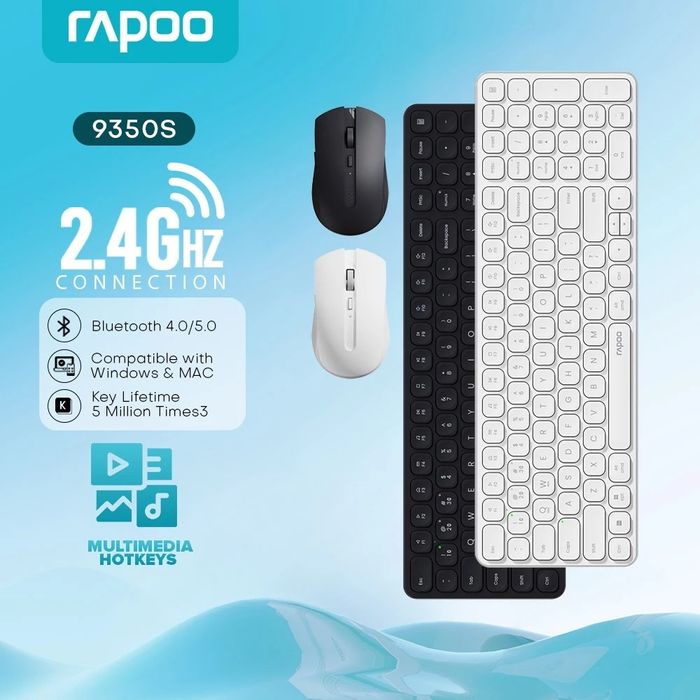 # Клавиатура и мышь Rapoo 9350S Беспроводной комплект Black/White Ru