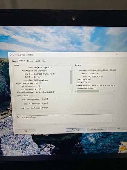 Laptop ASUS ROG i7-6700HQ CPU 2.60GHz 16GB RAM