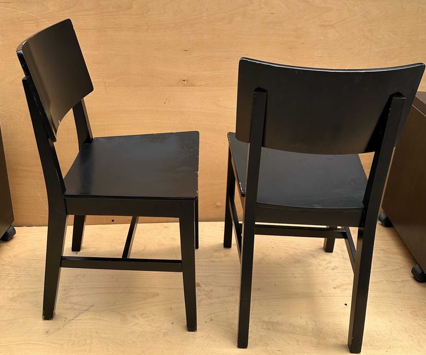 Set 2 Scaune Vintage din lemn masiv; Scaun negru; Scaun solid