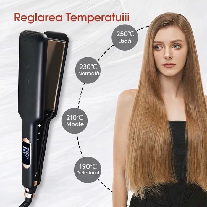 Placă de Îndreptat Părul MAC STYLER MC-5584, Titan, 2 inch, control temperatură digital, ecran LCD