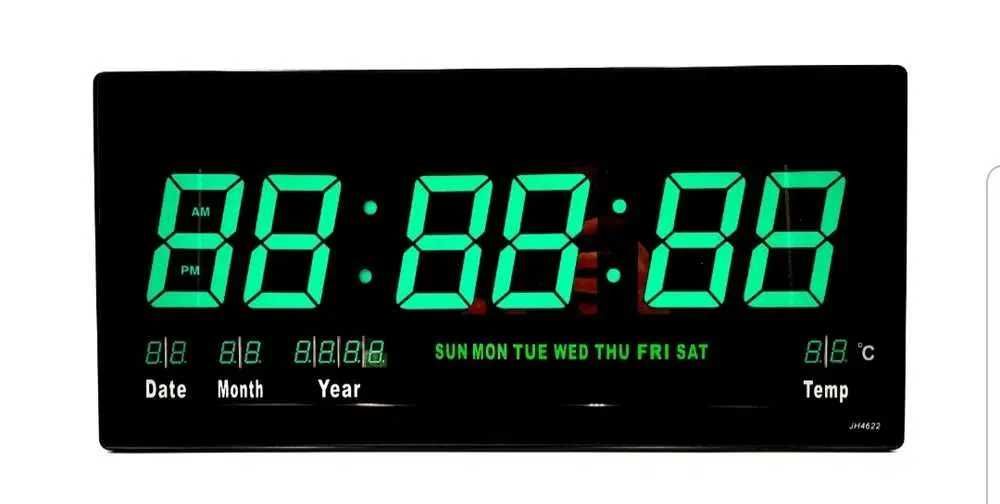 Ceas digital mare cu afisaj led verde 36x15 cm