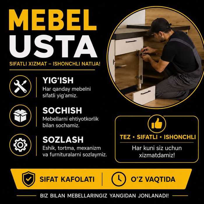 Mebel usta Mebel yig'ish sochish sozlash