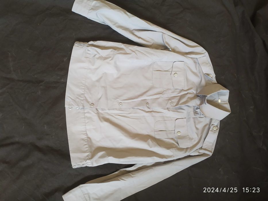 Серо голубая женская форменная рубашка размер 42-44