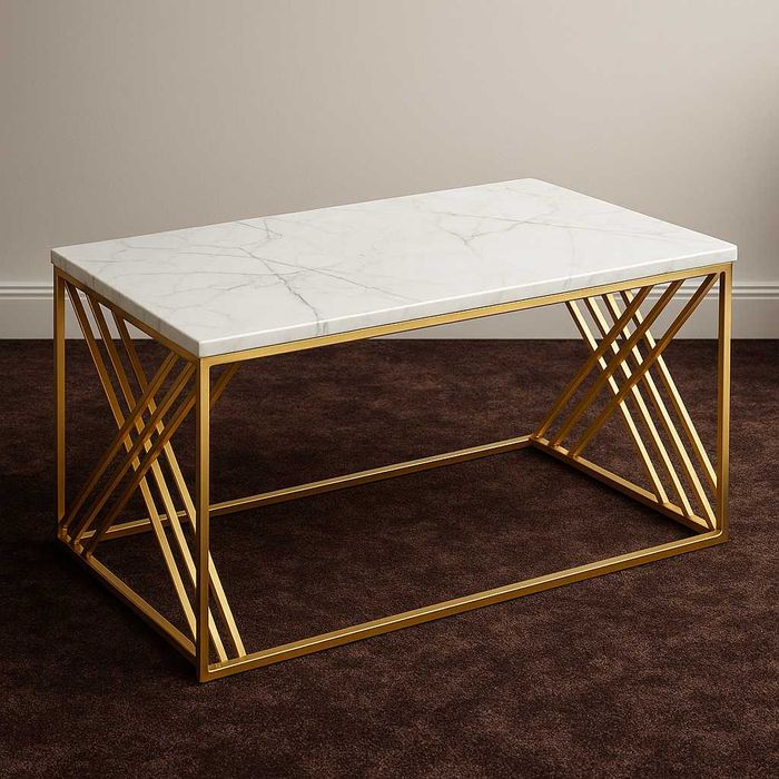 Журнальный стол 120x60x50 с MDF столешницей и золотым каркасом