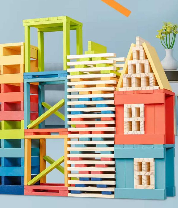 Креативен строител 100 бр. с масивни дървени пластини City Blocks