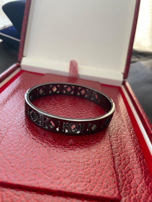 Bratara autentica KARL LAGERFIELD antracit Pierced k Bangle swarovski,