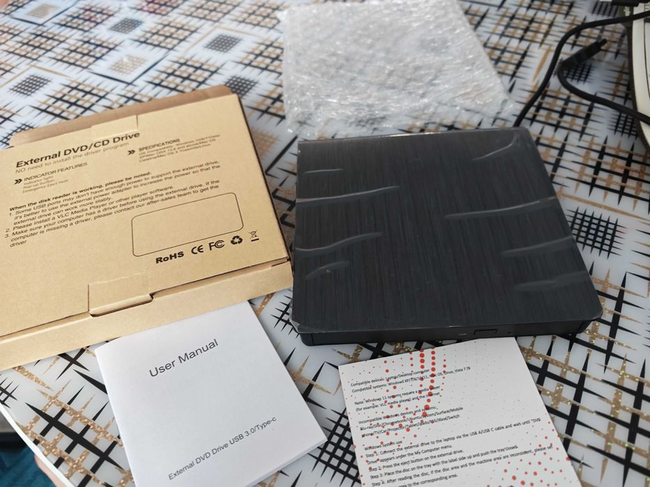 Unitate externă DVD/CD USB 3.0 – testată, perfect funcțională, cu cutie și folie