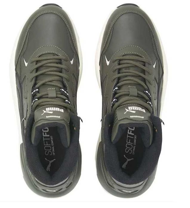 Puma, pantof sport mid-high, piele ecologica, verde army, marimea 44,5