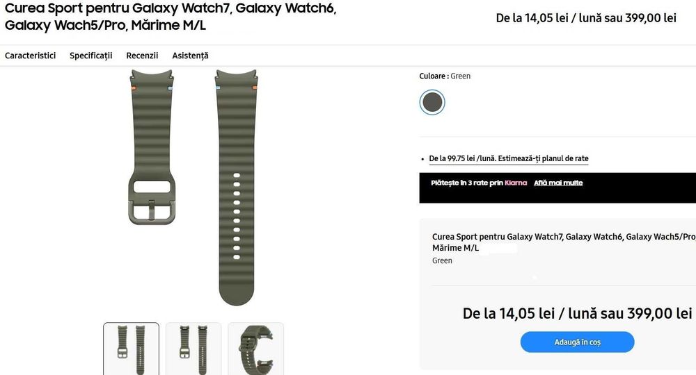Curea SmartWatch originala Samsung Galaxy Watch7 Ridge Sport Band 20mm, M/L, NOUA pt Watch 3, 4, 5, 6, 7, FE