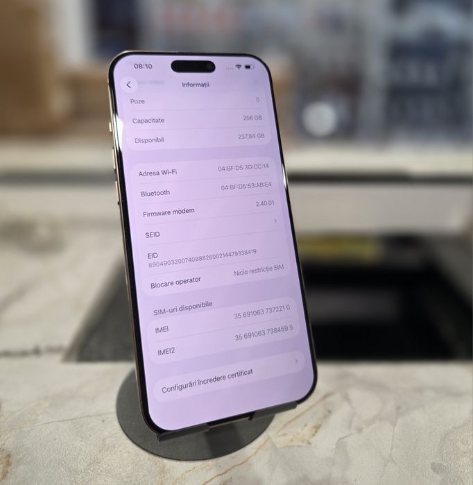 iPhone 16 Pro Max 256GB. ca NOU !! 100% Bateria