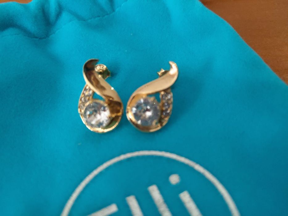 Позлатени обеци сребро 925