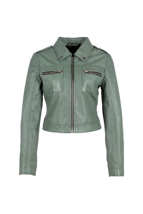 Geaca Scurta de Piele Dama Gipsy Verde Salvie G2WShala