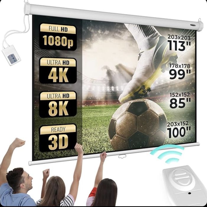 Моторизиран прожекционен екран Jago 178x178см.