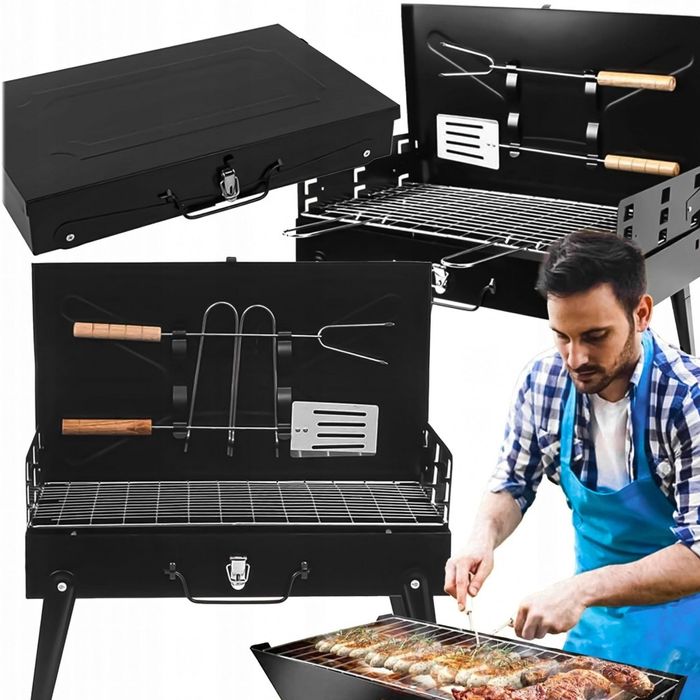 Преносима сгъваема градинска скара, 44x27x37 см, за къмпинг