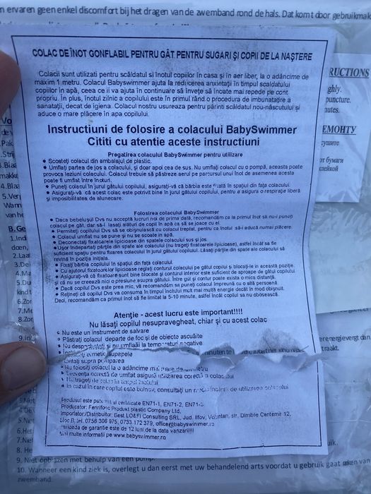 Babyswimmer Colac pentru inot bebelusi pentru gat de la nastere