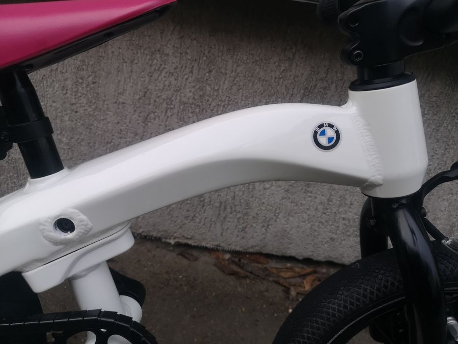 Bicicletă copii BMW Kidsbike 14 Zoll 2 in 1, aluminiu, alb perlat,