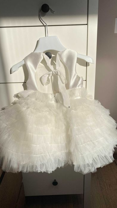 ПРОМО! НОВА Рокля за кръщене в бяло с камъни Swarovski Official! 12М