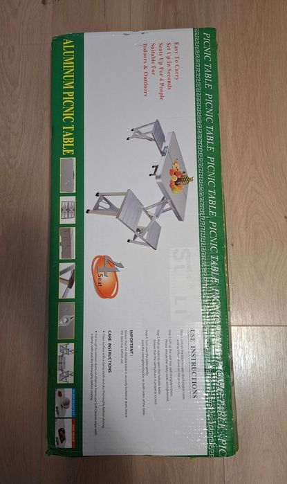 Set nou camping, picnic, masa pliabila si 4 scaune, aluminiu, compact