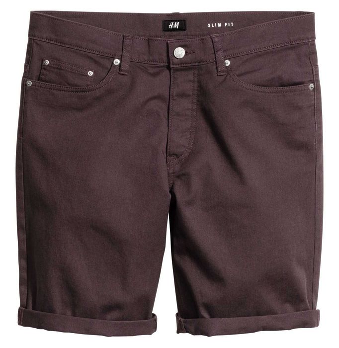 H&M - 6 pantaloni scurti din bumbac slim fit mar. 31 (US)/S-M/46 [talie cca 85 cm.], noi, eticheta