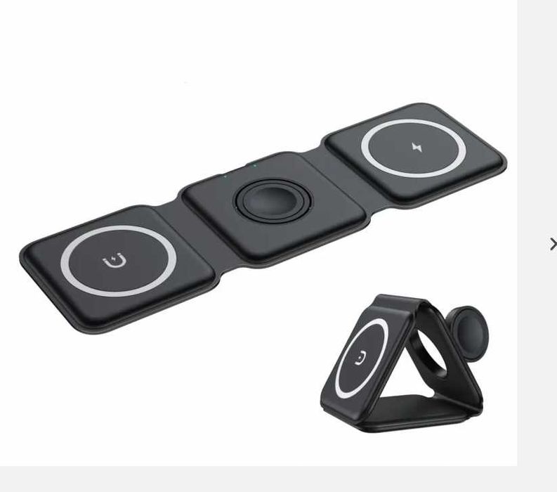 Încărcător wireless MagSafe 3 în 1 pliabil 15W - negru