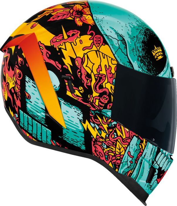 Cască Icon Airform The Munchies negru/cyan/portocaliu/rosu/galben