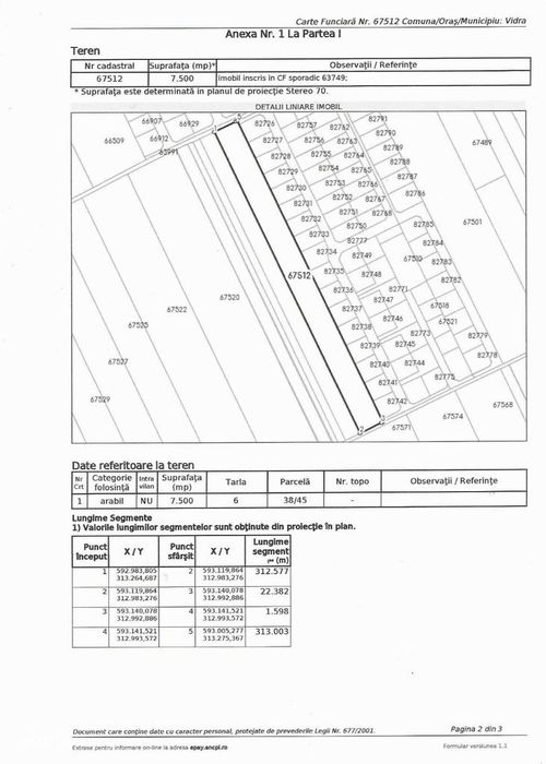 Teren extravilan pe strada Oituz, apartine de primaria Vidra,16euro m2