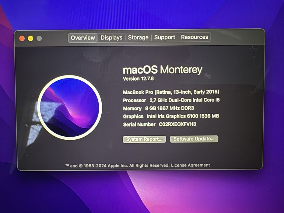 MacBook Pro 13 dyum (2015) + ikkita sumka, gilof va klaviatura himoyas