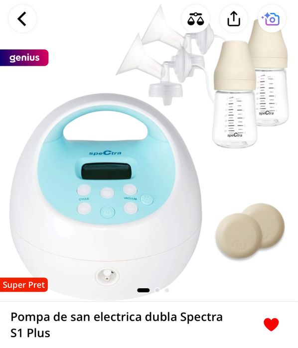 Vand pompa de san dubla Spectra S1 Plus (cu baterie)