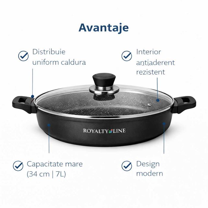 Oala joasa din aluminiu turnat cu capac 34 cm Royalty Line