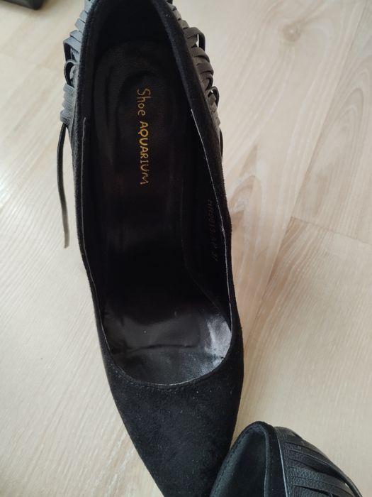 Обувки с ресни кожа и велур