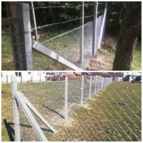 Gard din stalpi beton/metal cu plasa metalica