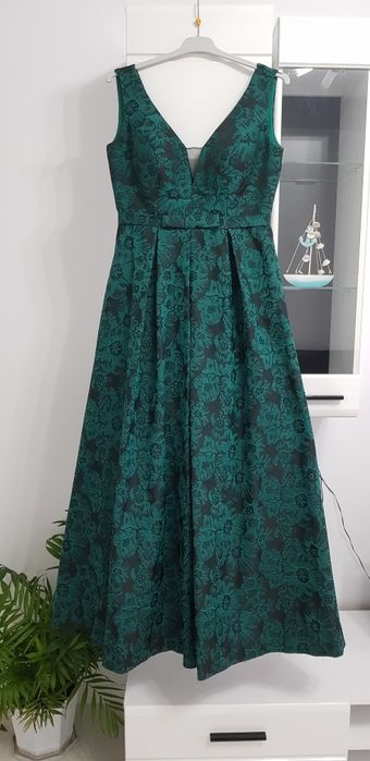 Rochie ocazie, eleganta, lunga, negru/verde, marimea M/L