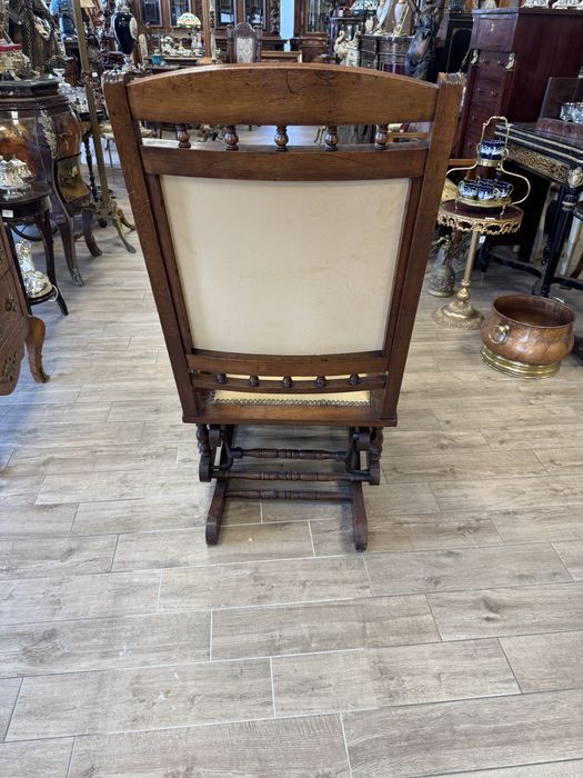 Fotoliu / balansoar vintage - stil englezesc - lemn masiv si piele