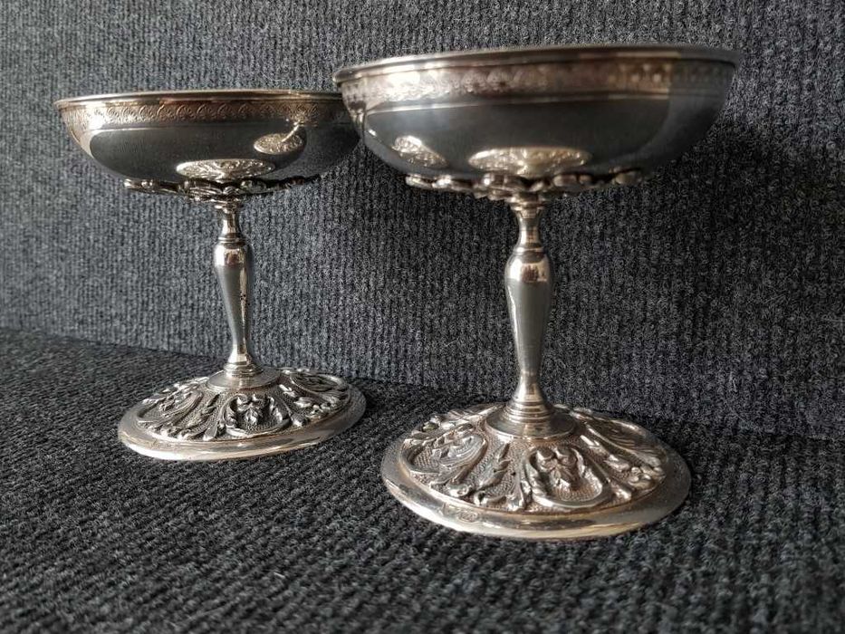 КРАСИВИ Чаши сребърни с позлата за вино и шампанско 19 век