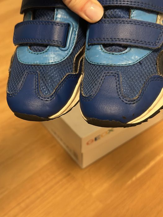 Sneakers Geox, piele ecologica si textil, velcro, 28 EU talpic 18.4 cm