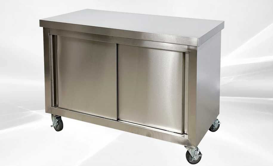 Lichidare de stoc 100 / 120 / 150 / 180 / 200 pe linia 700 Dulap Masa Inox Cu Usi Glisante Si Polita Horeca Transport Gratuit