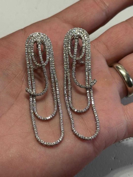 CERCEI AUR alb 18K + 540 Diamante TOP x 0.01 = 5.4CT - 22g. - Tip " Tennis" - Gordini !
