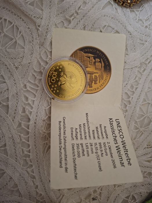 Monedă de platină, puritate, 999,15,55 grame cu accte