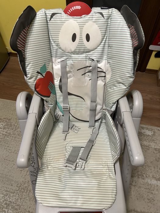 Scaun de masa Chicco Polly 2 Start, 0 luni +, 4 roti, Elefant