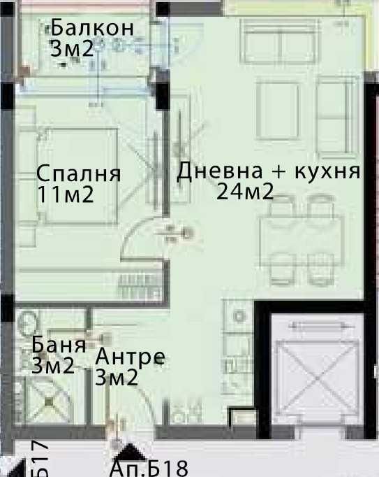 Предлагаме Ви двустаен апартамент в жк. Модерно предградие