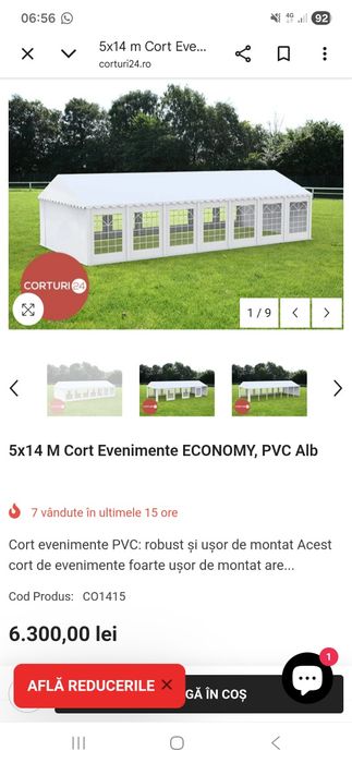 Cort evenimente 5 x 14 m de vanzare