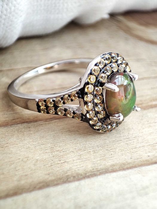 925 -Inel Argint Cu Opal Si Safir Masura 15