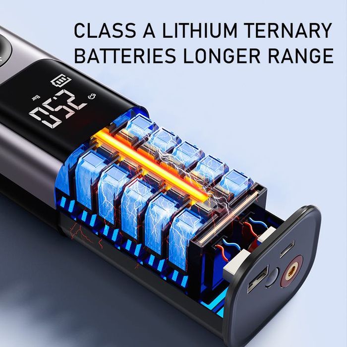Mini compresor auto portabil reincarcabil Pompa de aer pentru masina fara fir Electrica din aluminiu Digitala pentru anvelope, Monitor de presiune